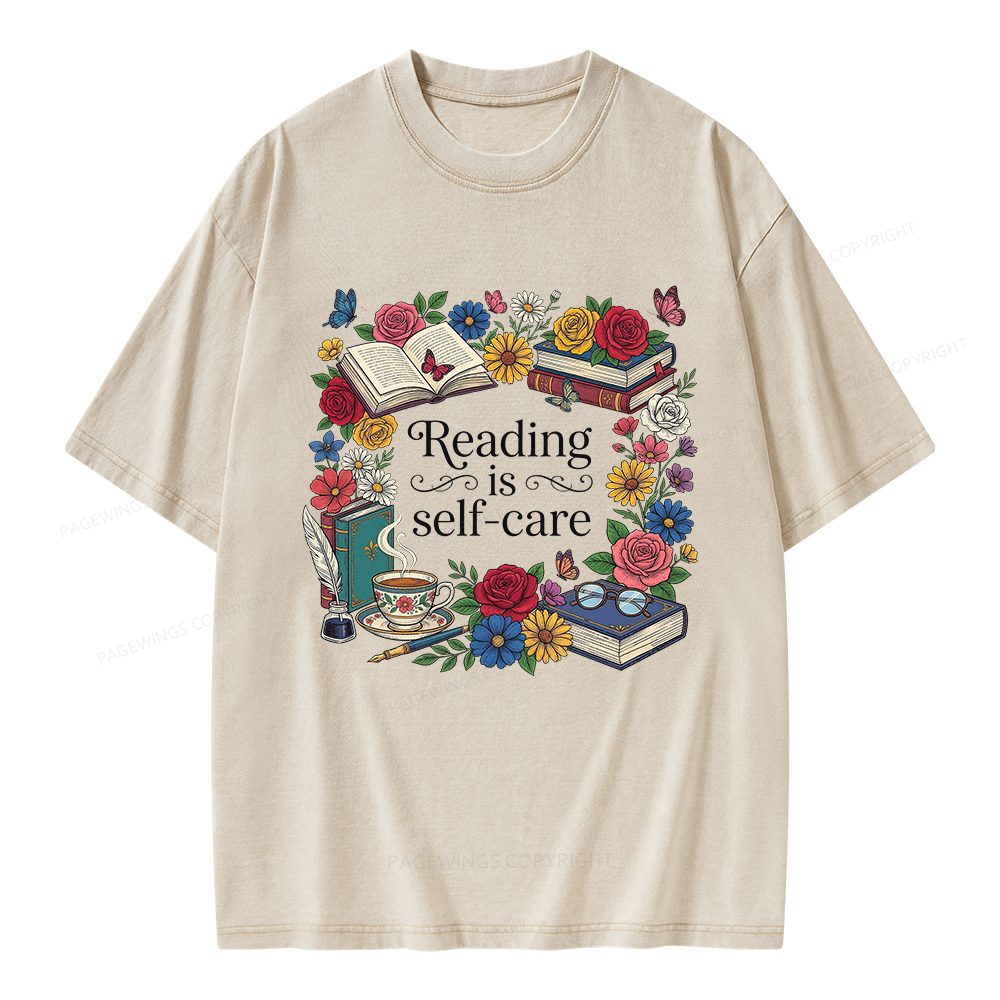 Pagewings Reading Is Self Care Unisex Washed T-shirt