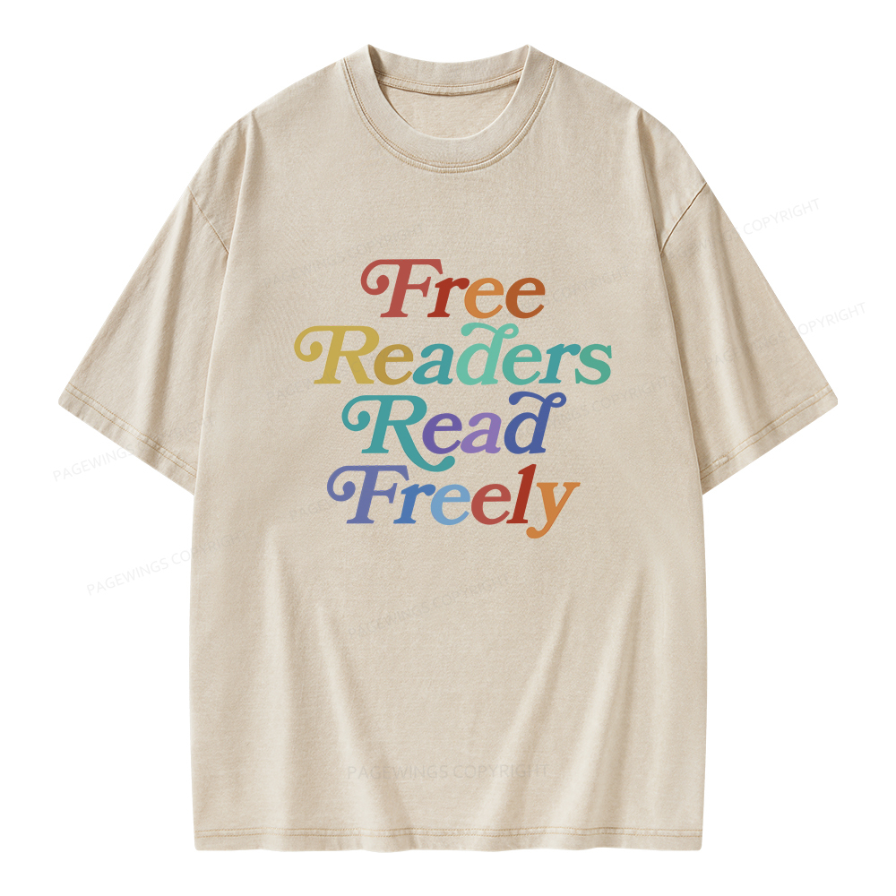 Pagewings Free Readers Read Freely Unisex Washed T-shirt