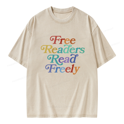Pagewings Free Readers Read Freely Unisex Washed T-shirt