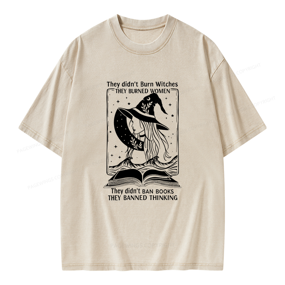 Pagewings They Banned Thinking Unisex Washed T-shirt