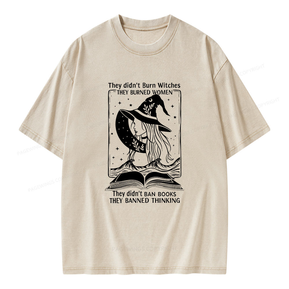 Pagewings They Banned Thinking Unisex Washed T-shirt