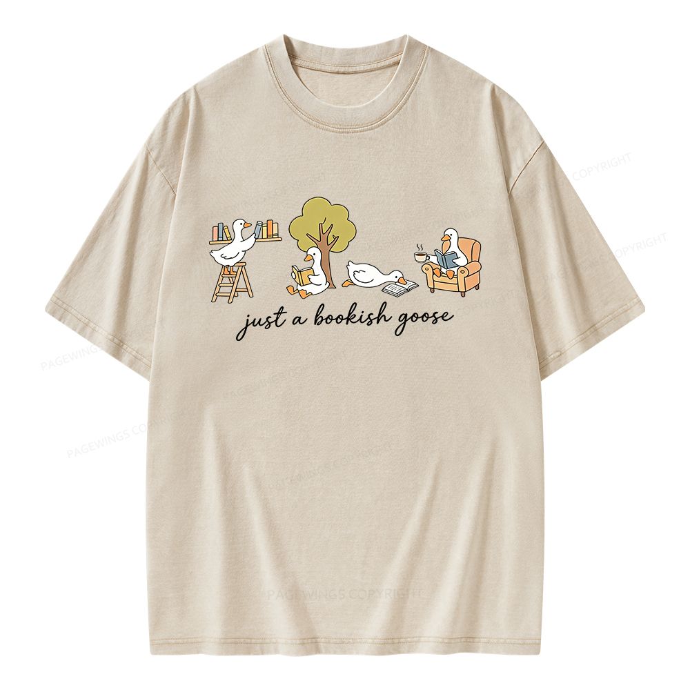 Pagewings Just A Bookish Goose Unisex Washed T-shirt