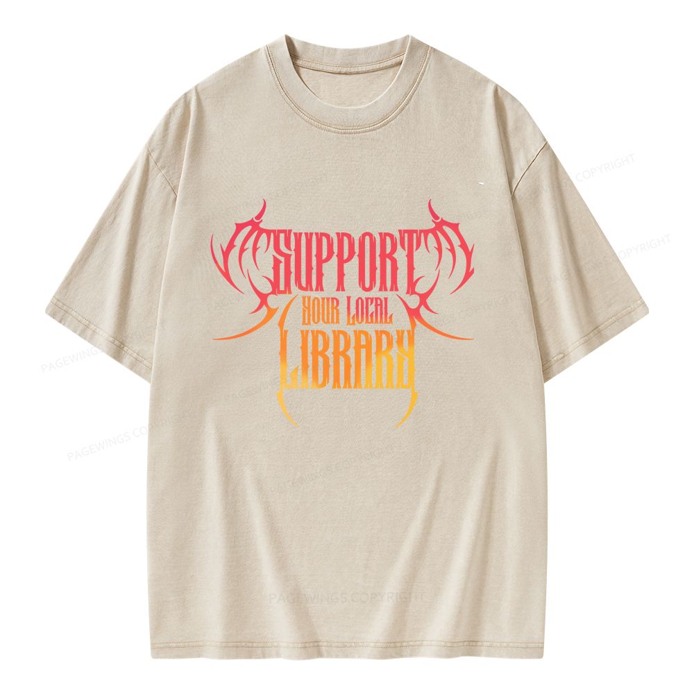 Pagewings Support Your Local Library Unisex Washed T-shirt