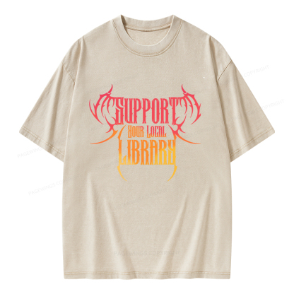 Pagewings Support Your Local Library Unisex Washed T-shirt