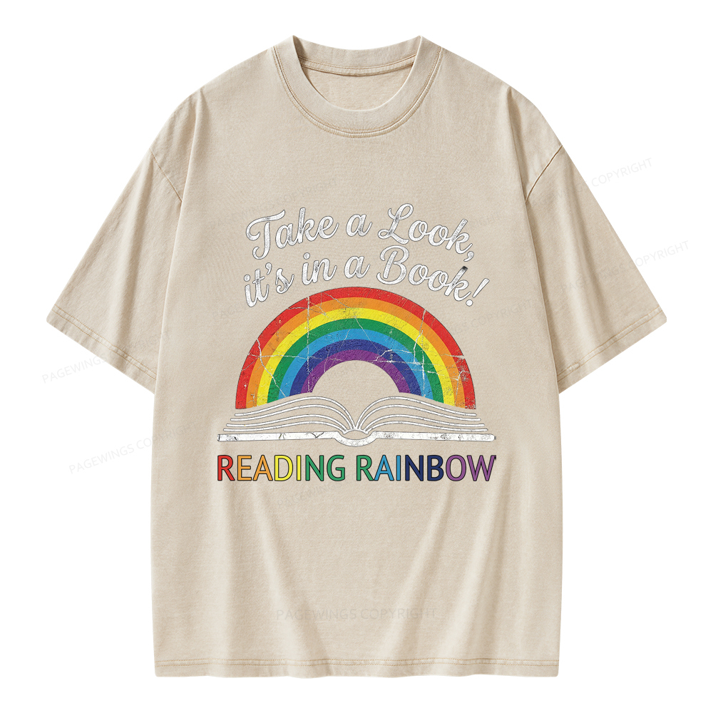 Pagewings Reading Rainbow Unisex Washed T-shirt