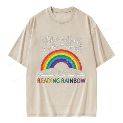 Pagewings Reading Rainbow Unisex Washed T-shirt
