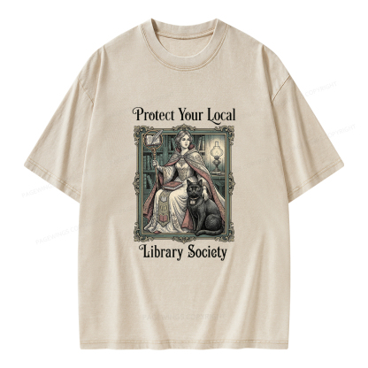 Pagewings Defend Your Local Public Library Unisex Washed T-shirt