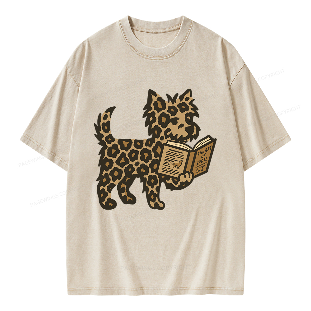 Pagewings Dog And Book Lover Unisex Washed T-shirt
