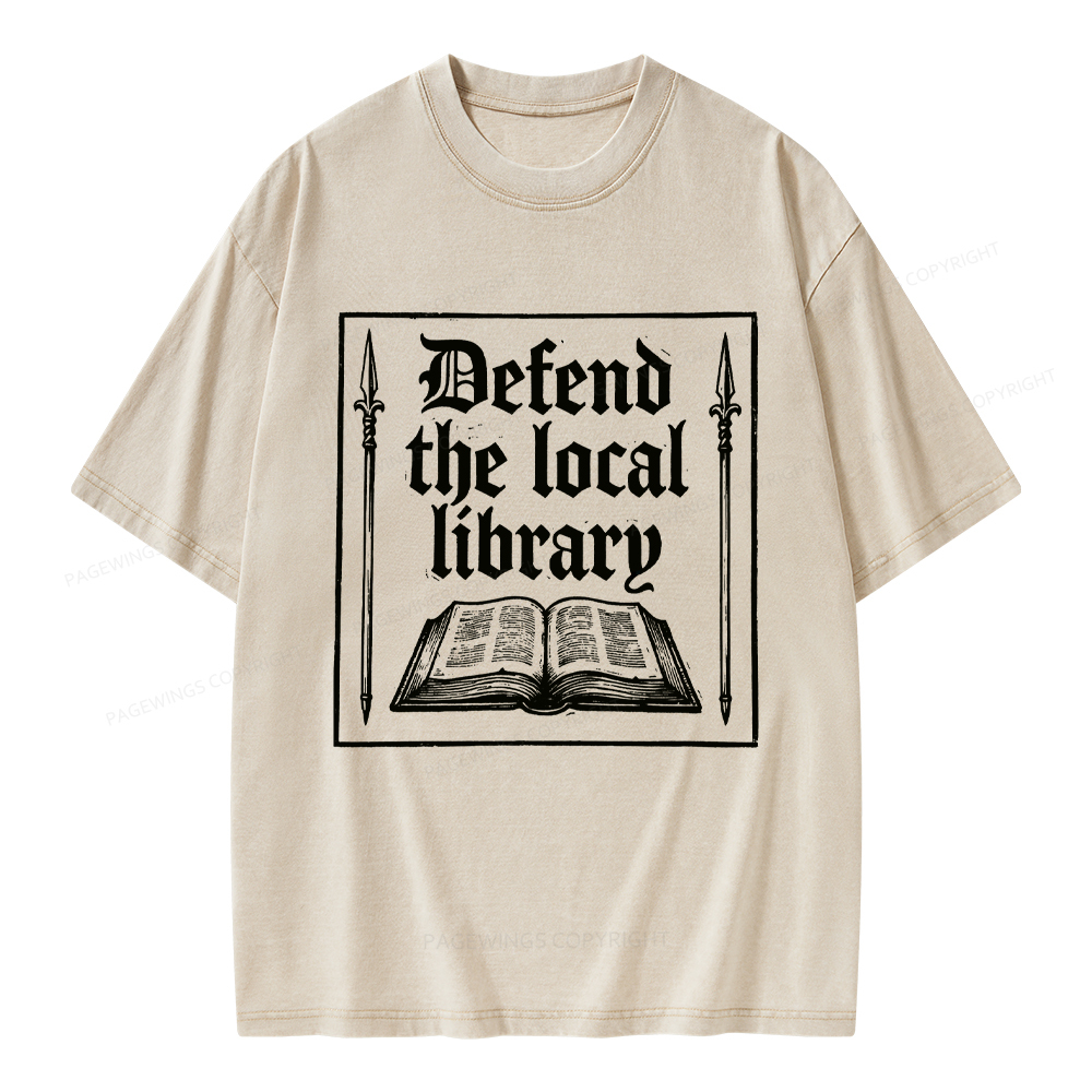 Pagewings Defend Your Local Public Library Unisex Washed T-shirt