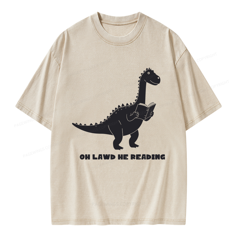 Pagewings Oh Lawd He Reading Unisex Washed T-shirt