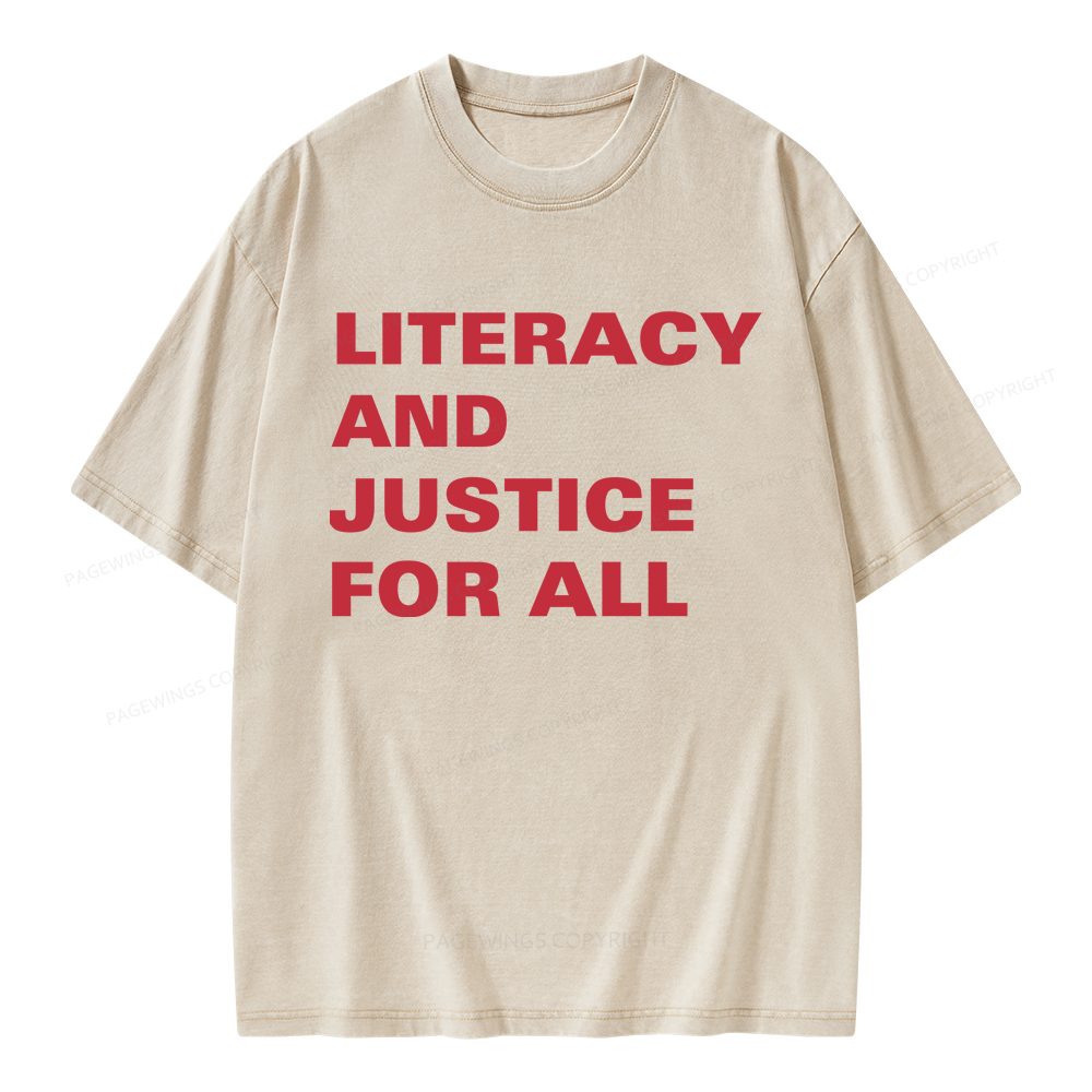 Pagewings Literacy And Justice For All Unisex Washed T-shirt