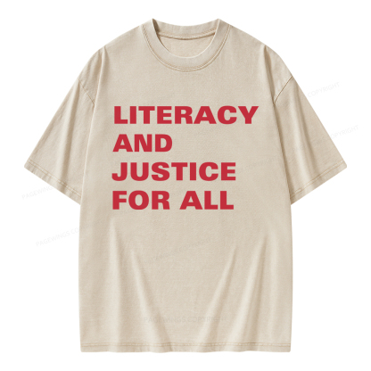 Pagewings Literacy And Justice For All Unisex Washed T-shirt