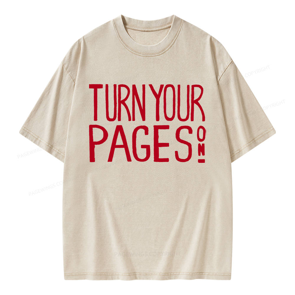 Pagewings Turn Your Pages On Unisex Washed T-shirt