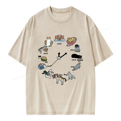 Pagewings Cat Read Unisex Washed T-shirt