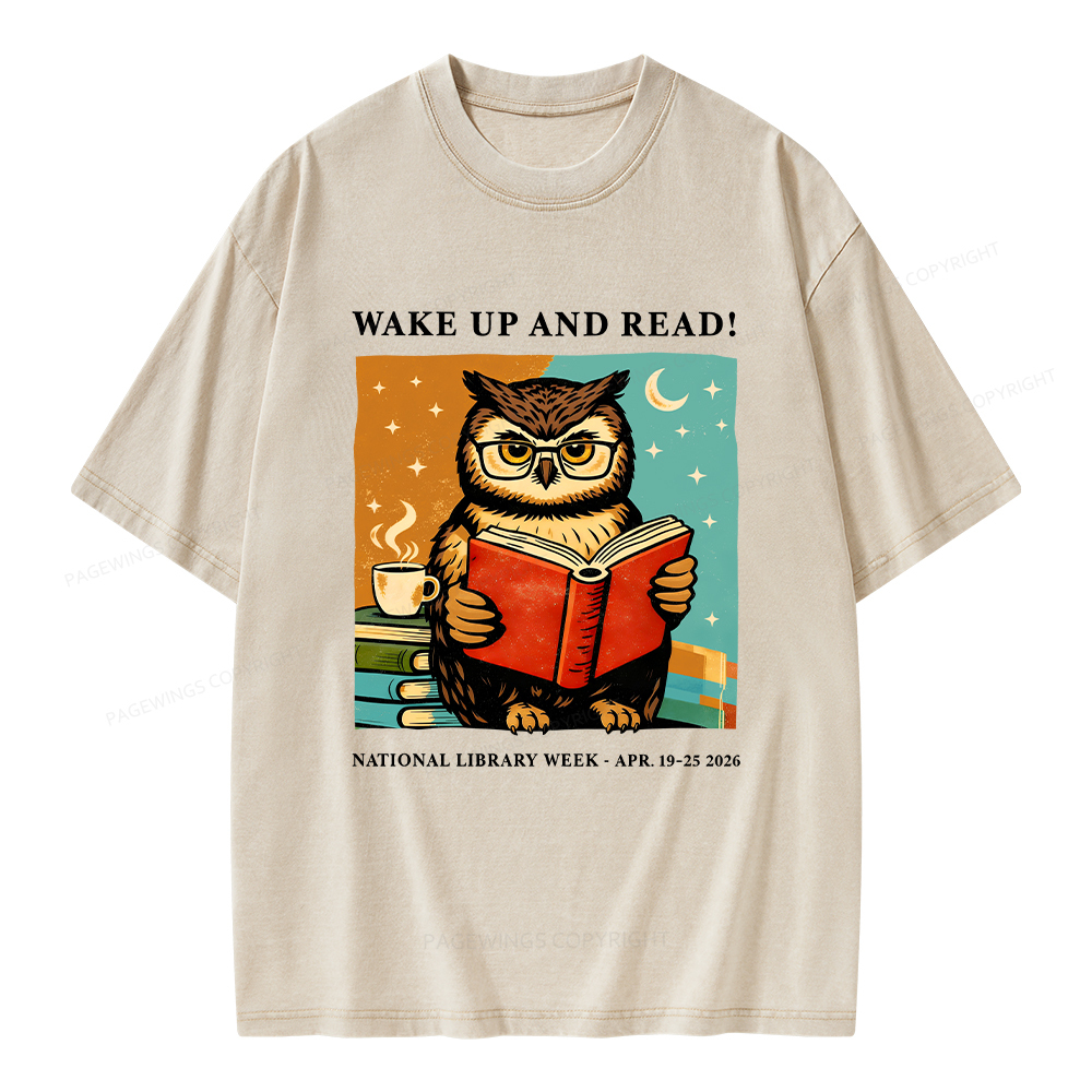 Pagewings Wake Up And Read Unisex Washed T-shirt