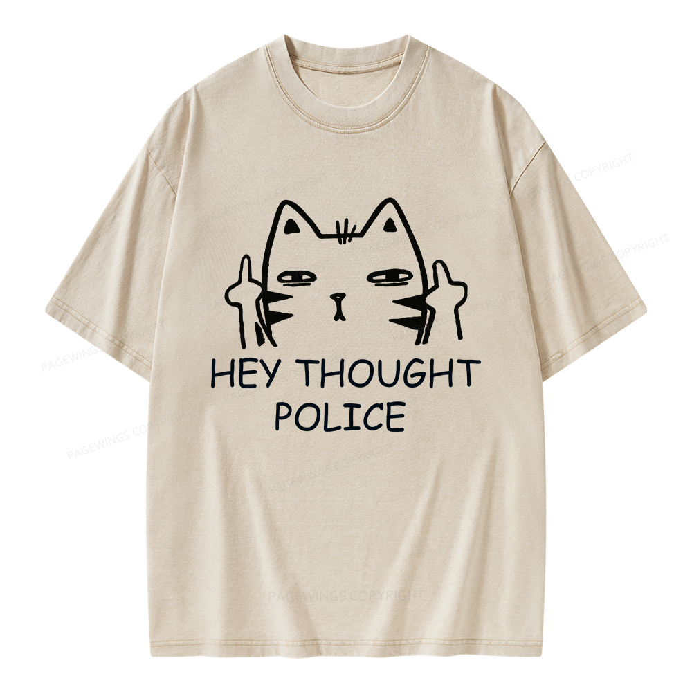 Pagewings Hey Thought Police Unisex Washed T-shirt