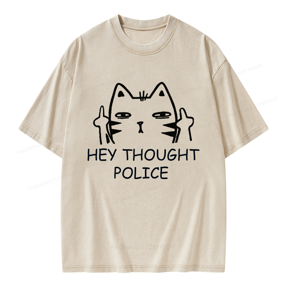 Pagewings Hey Thought Police Unisex Washed T-shirt