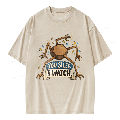 Pagewings You Sleep I Watch Unisex Washed T-shirt