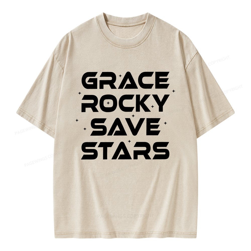 Pagewings Grace Rocky Save Stars Unisex Washed T-shirt
