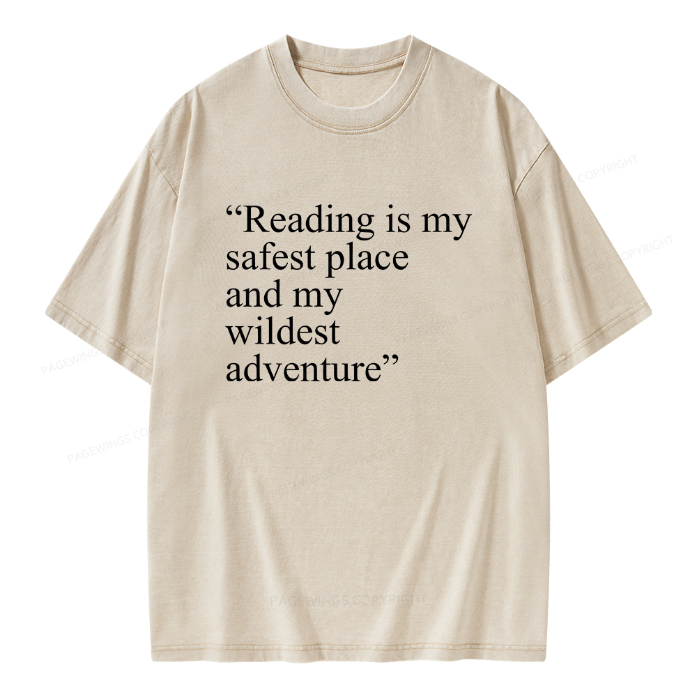 Pagewings Reading Is My Safest Place Unisex Washed T-shirt