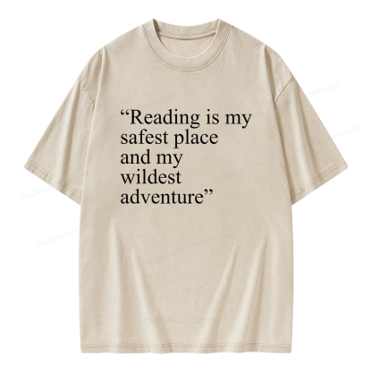 Pagewings Reading Is My Safest Place Unisex Washed T-shirt