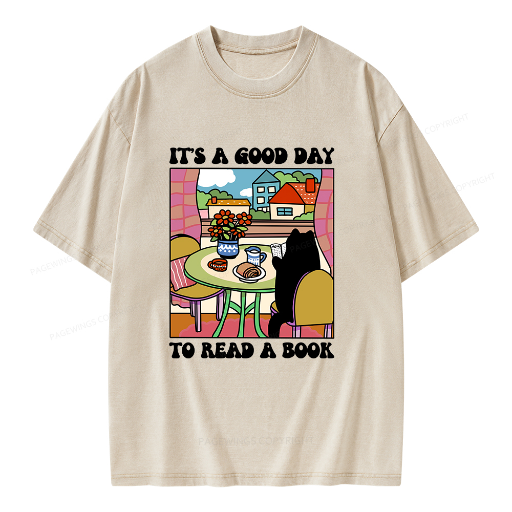Pagewings It's A Good Day  To Read A Book Unisex Washed T-shirt