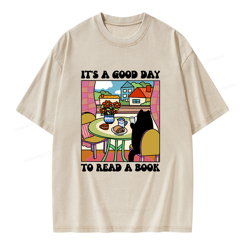 Pagewings It's A Good Day  To Read A Book Unisex Washed T-shirt