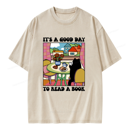 Pagewings It's A Good Day  To Read A Book Unisex Washed T-shirt