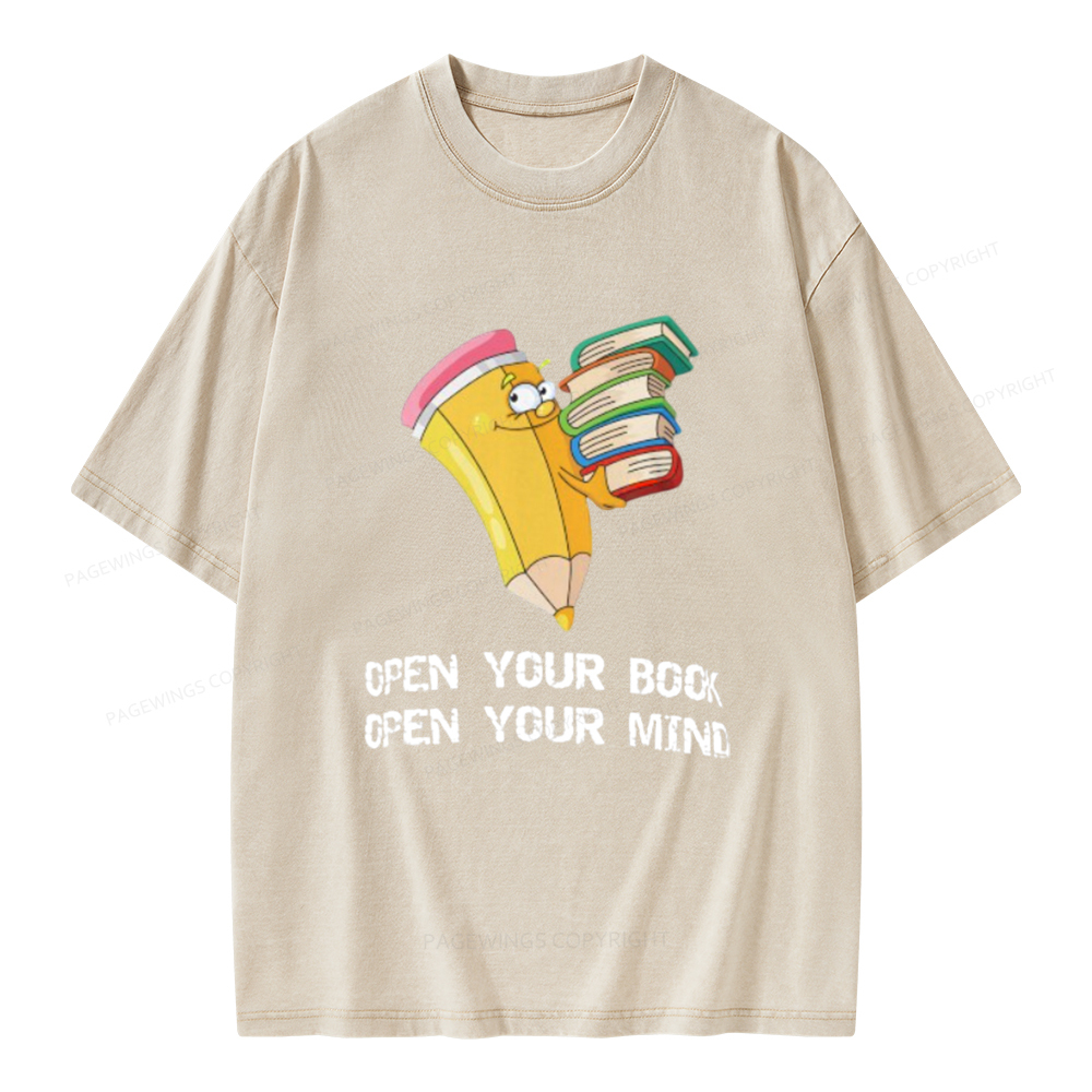 Pagewings Open Your Book Open Your Mind Unisex Washed T-shirt