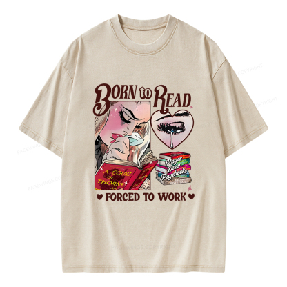 Pagewings Born To Read Bookish Unisex Washed T-shirt