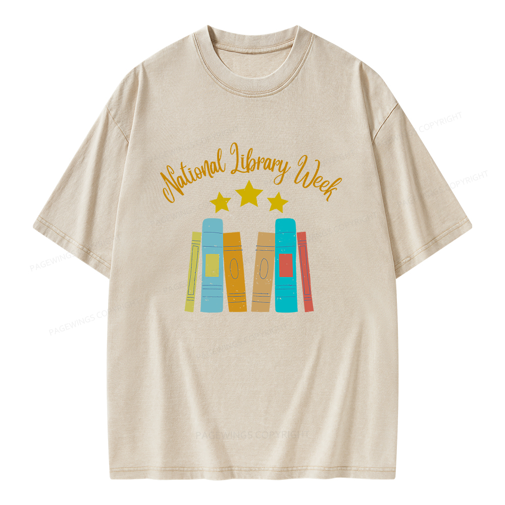Pagewings National Library Week Unisex Washed T-shirt
