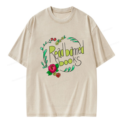 Pagewings Read Banned Books Unisex Washed T-shirt