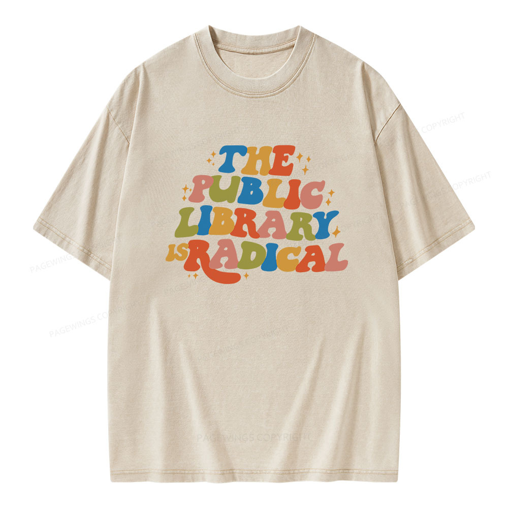 Pagewings Public Library Unisex Washed T-shirt