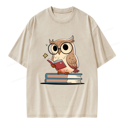 Pagewings The Owl Reader Unisex Washed T-shirt