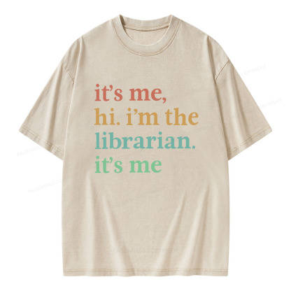 Pagewings It's Me Hi I'm The Librarian It's Me Unisex Washed T-shirt