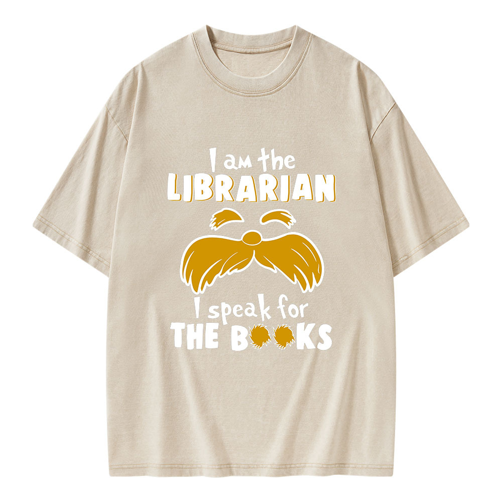 Pagewings I Am The Librarian I Speak For The Books Unisex Washed T-shirt