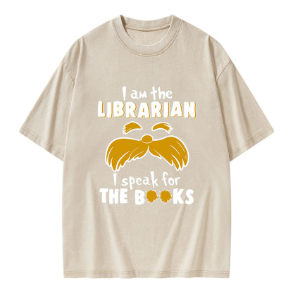 Pagewings I Am The Librarian I Speak For The Books Unisex Washed T-shirt