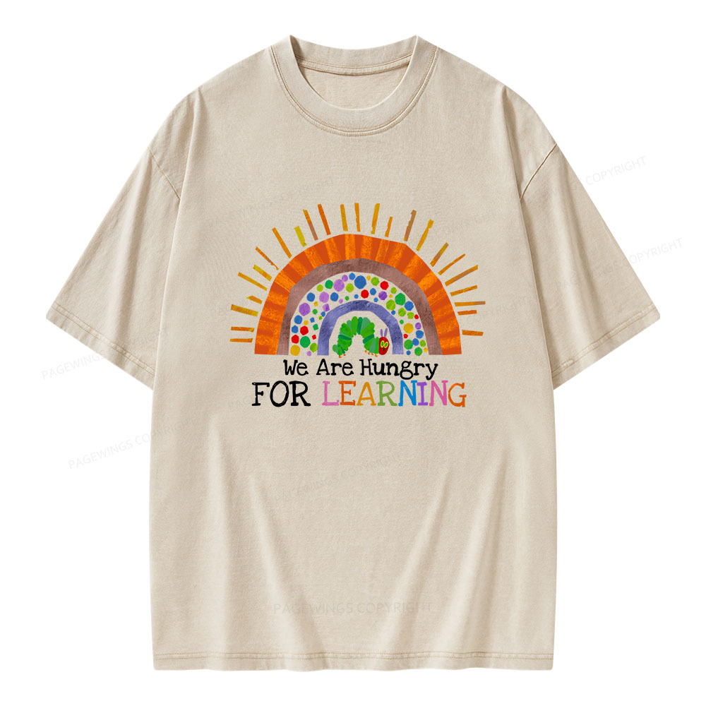 Pagewings We Are Hungry For Learning Unisex Washed T-shirt
