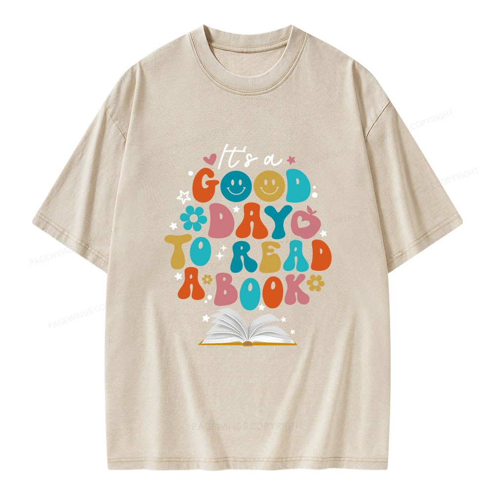 Pagewings Good Day To Read A Book Unisex Washed T-shirt