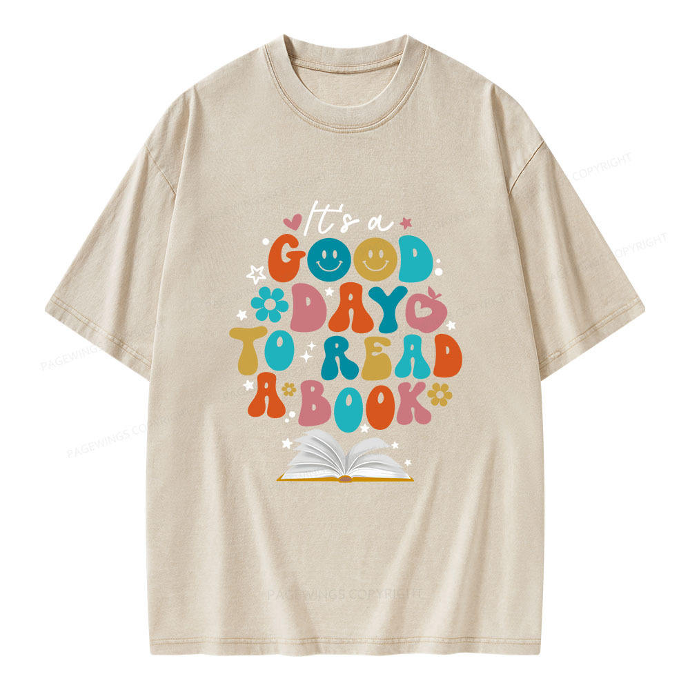 Pagewings Good Day To Read A Book Unisex Washed T-shirt