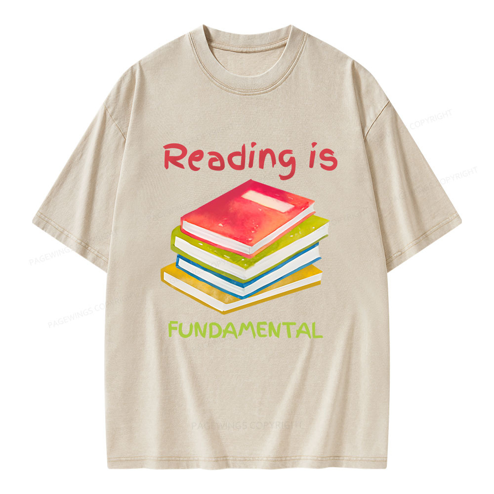 Pagewings Reading is Fundamental Unisex Washed T-shirt