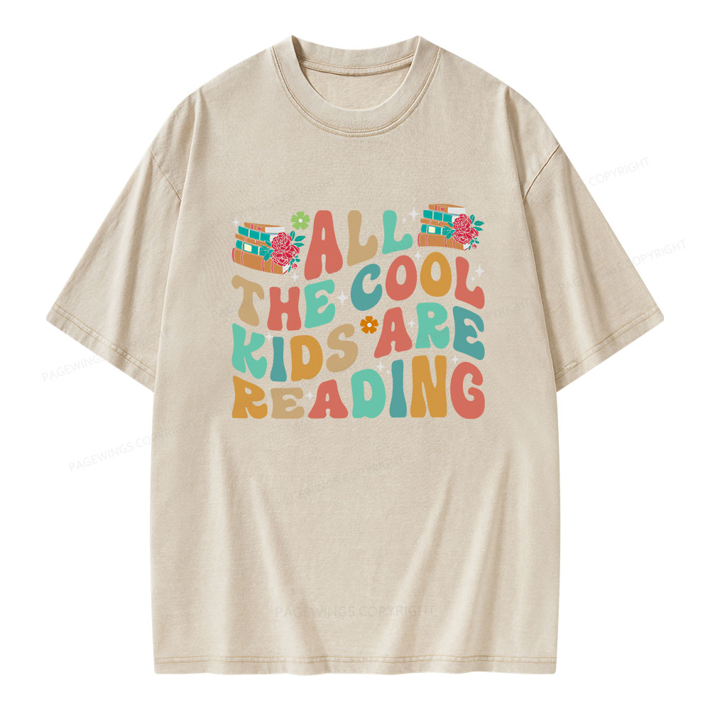 Pagewings All The Cool Kids Are Reading Unisex Washed T-shirt