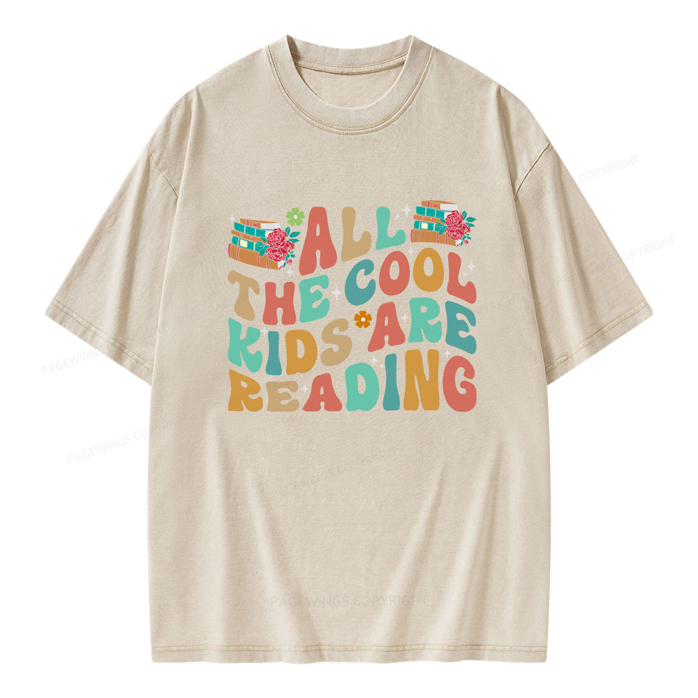 Pagewings All The Cool Kids Are Reading Unisex Washed T-shirt