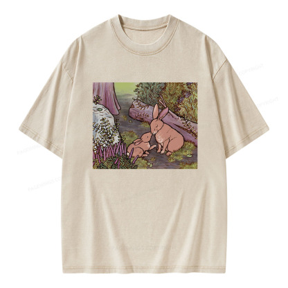 Pagewings A Kiss on the Nose for Mama Bunny Unisex Washed T-shirt