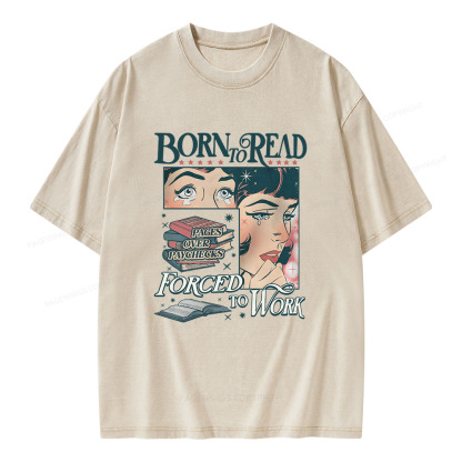Pagewings Born To Read Bookish Comfor Unisex Washed T-shirt