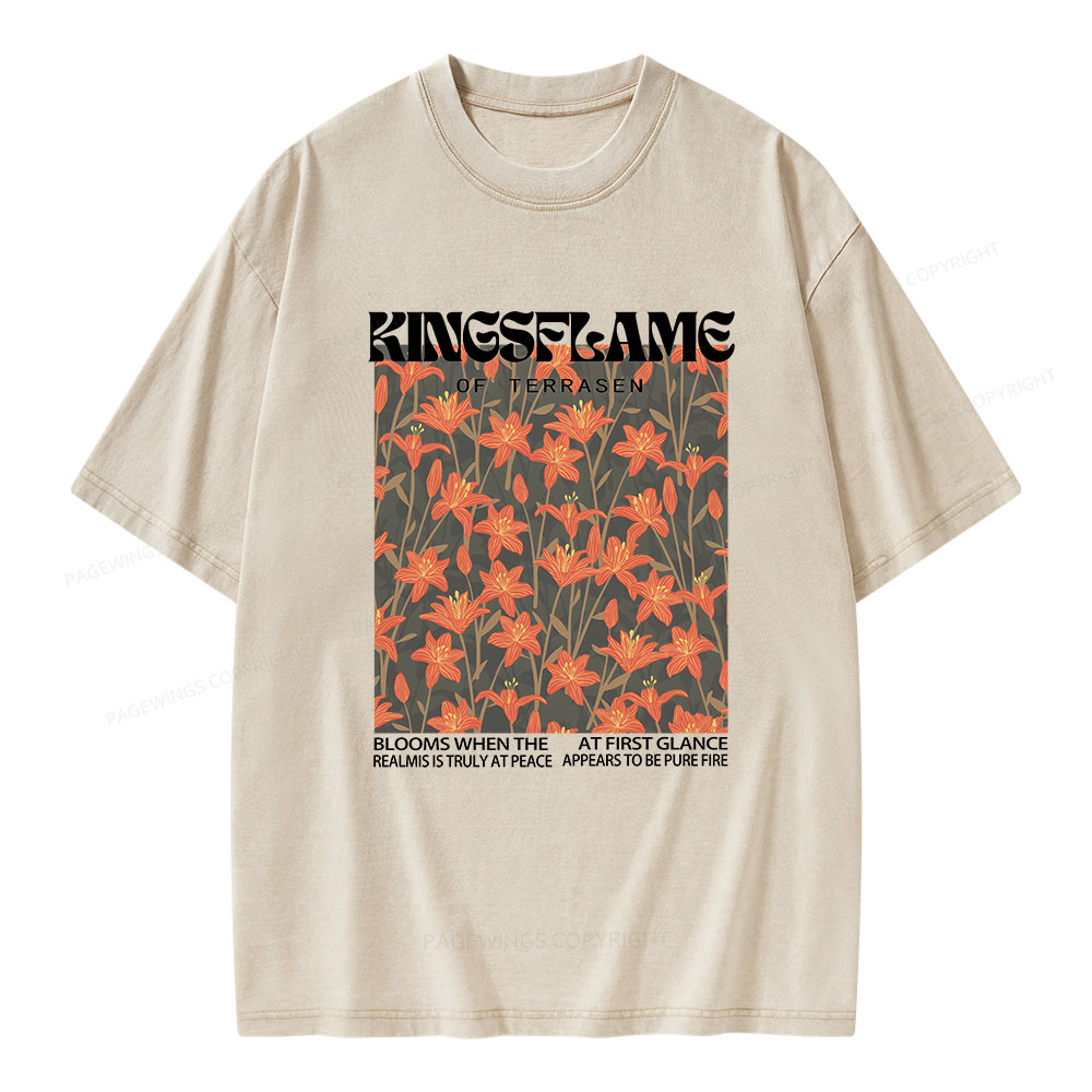Pagewings Throne Of Glass Kingsflame Flower Aesthetic Unisex Washed T-shirt
