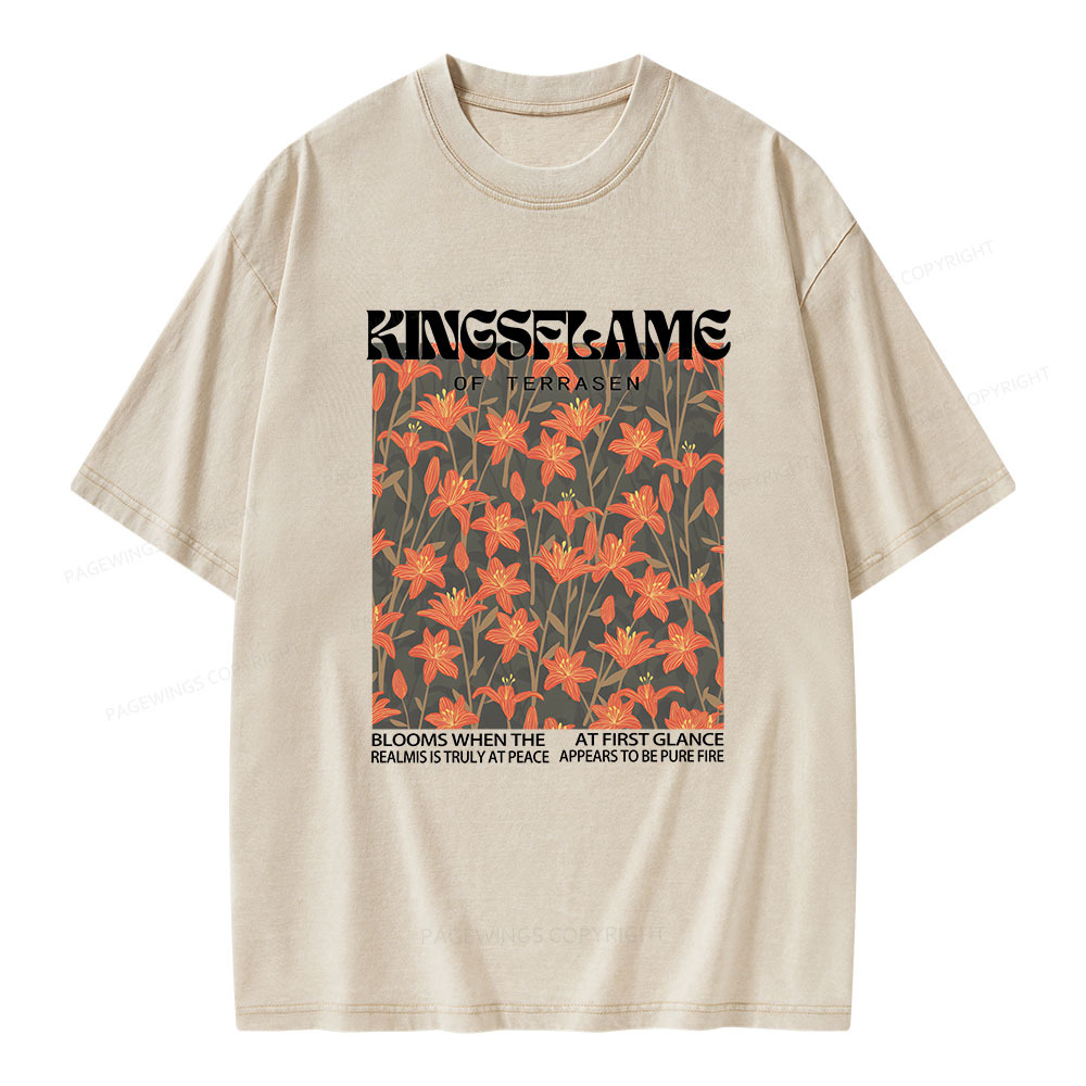 Pagewings Throne Of Glass Kingsflame Flower Aesthetic Unisex Washed T-shirt