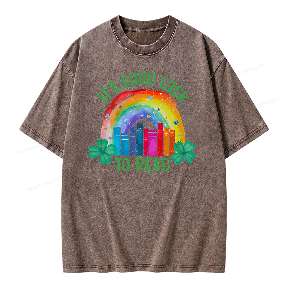Pagewings It's Good Luck to Read Shirt, St. Patrick's Day Unisex Washed T-shirt