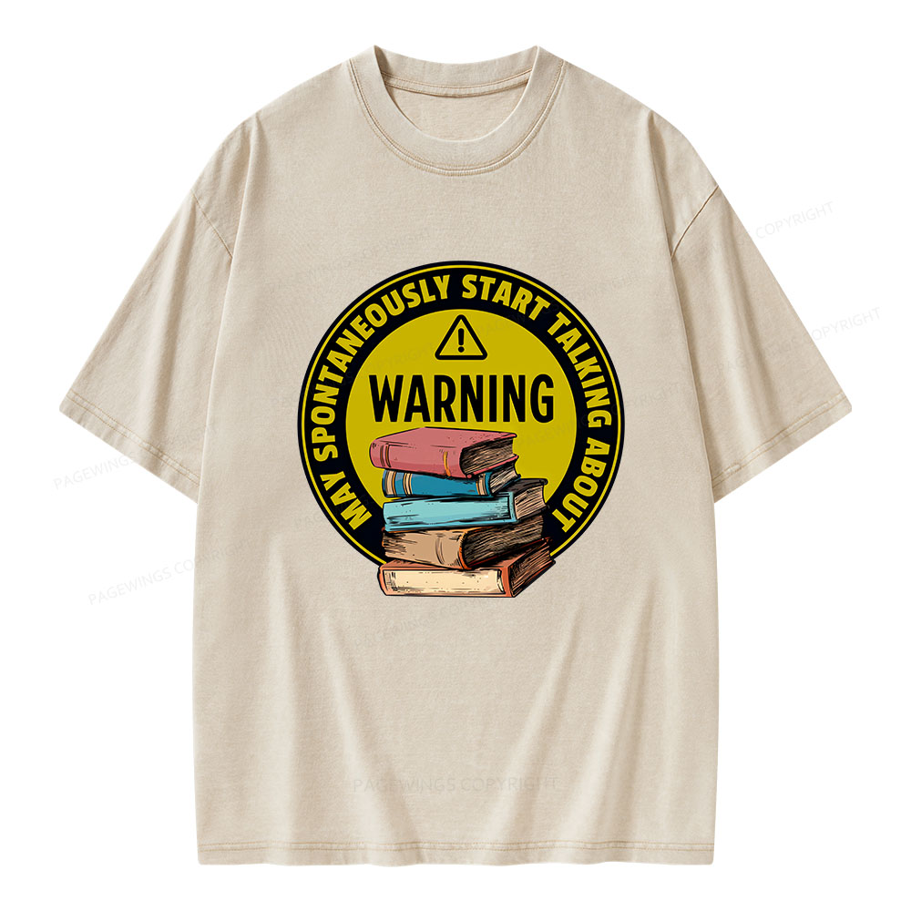 Pagewings Spontaneously Start Talking About Books Unisex Washed T-shirt