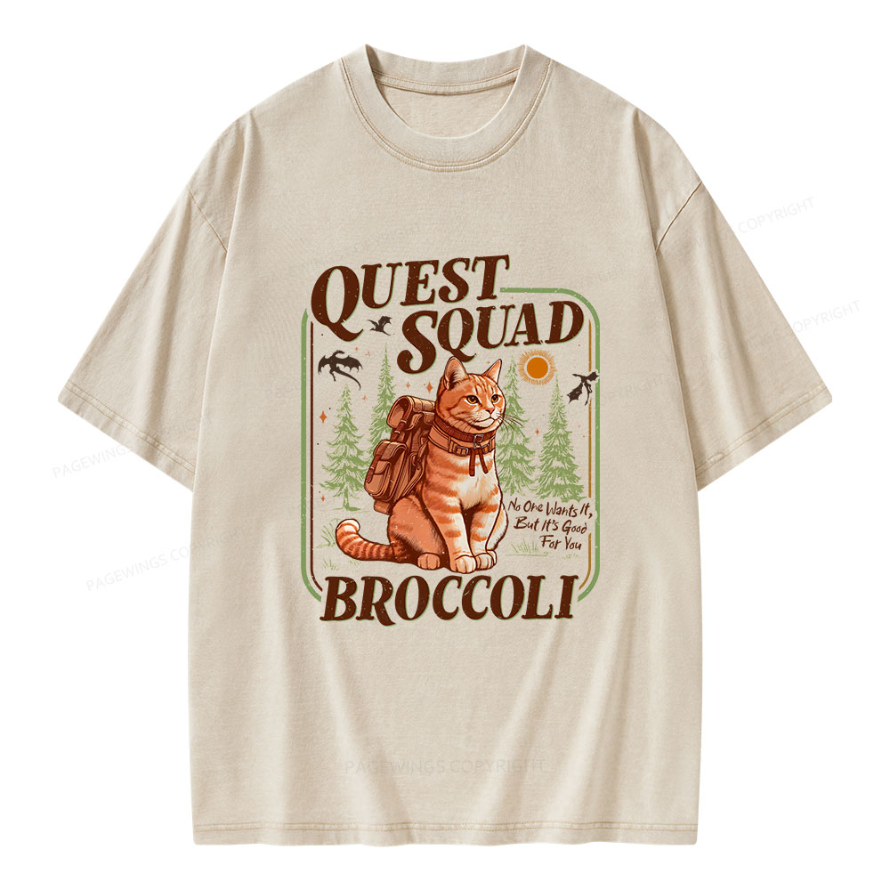Pagewings Quest Squad Broccoli Unisex Washed T-shirt